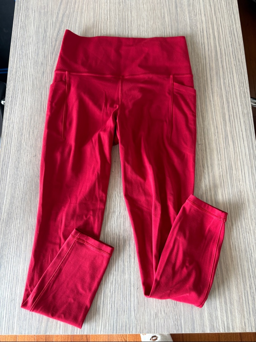 Athleta Salutation Stash Tight Red Leggings Small With Pockets